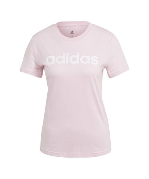 adidas(adidas)/W ESS リニア Tシャツ/クリアピンク/ホワイト