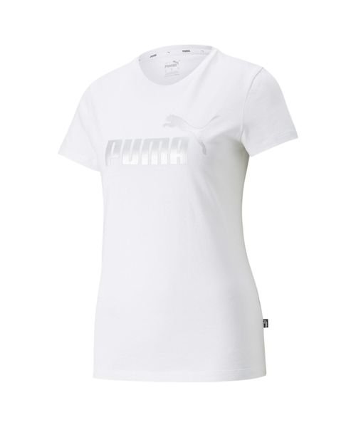 PUMA(PUMA)/ESS+ METALLIC LOGO Tシャツ/プーマホワイト/シルバーメタリック