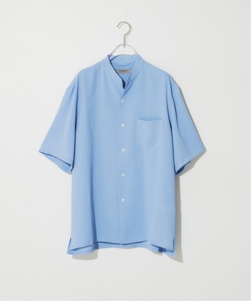 B.C STOCK(ベーセーストック)/FIL DESSIN スタンドカラー半袖シャツ/ブルー