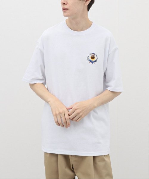 B.C STOCK(ベーセーストック)/SMILE MOJYA刺繍半袖Tシャツ/ホワイト