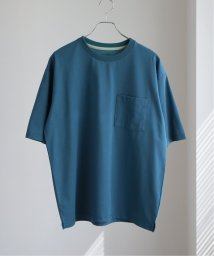 B.C STOCK(ベーセーストック)/ダブルフェイス ポケット半袖Tシャツ/グリーン