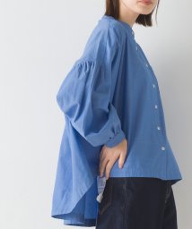 OMNES(オムネス)/【OMNES】製品洗いコットンブロード ボリューム長袖シャツ/ブルー