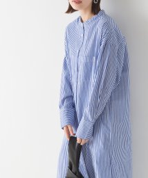 OMNES(オムネス)/【OMNES】製品洗いコットンブロード ロングシャツワンピース 長袖/ブルー