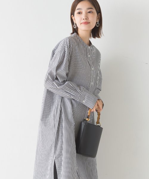 OMNES(オムネス)/【OMNES】製品洗いコットンブロード ロングシャツワンピース 長袖/ブラック