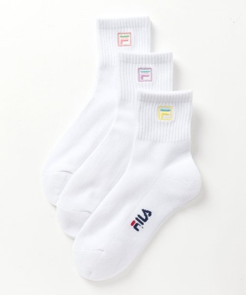 FILA socks Ladies(フィラ　ソックス　レディース)/無地 Fボックスロゴ ショートソックス 3足組　レディース/その他1