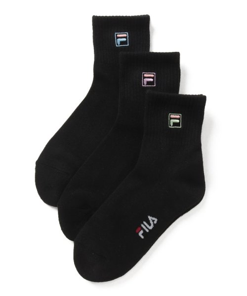 FILA socks Ladies(フィラ　ソックス　レディース)/無地 Fボックスロゴ ショートソックス 3足組　レディース/その他3
