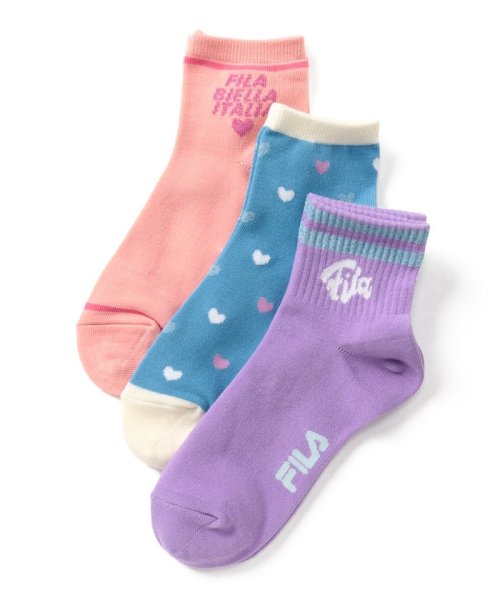 FILA socks Kids(フィラ　ソックス　キッズ)/【キッズ】パステルカラー  ロゴ ソックス 3足組 ガールズ/その他1