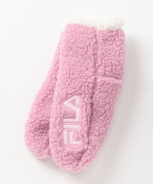 FILA socks Ladies(フィラ　ソックス　レディース)/もこもこルームソックス 甲ロゴ レディース/ピンク