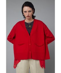 HeRIN.CYE(ヘリンドットサイ)/Frill knit cardigan/RED