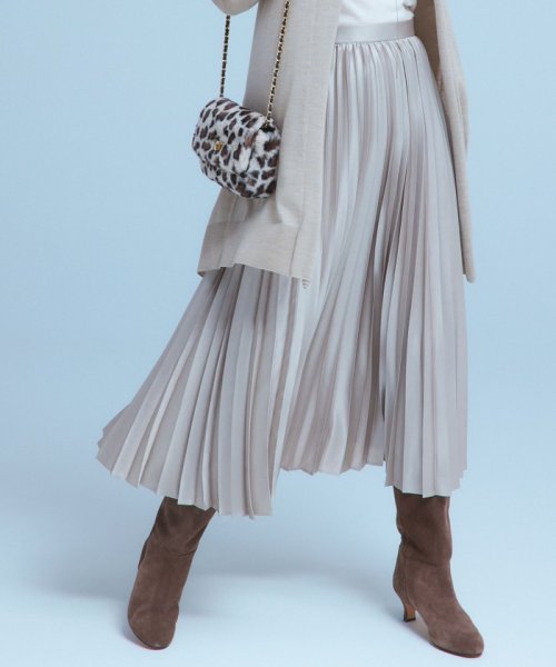 【洗える】レザーライク プリーツスカート 