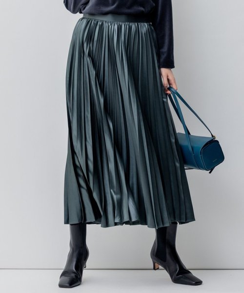 【洗える】レザーライク プリーツスカート 