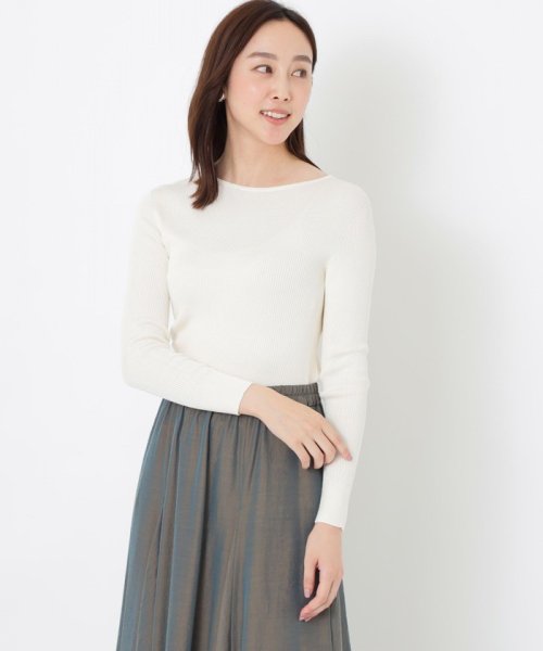 【サイトリニューアル記念】【洗えるシルク】ウォッシャブルシルクリブボートネックニット 洗えるシルク デザイン