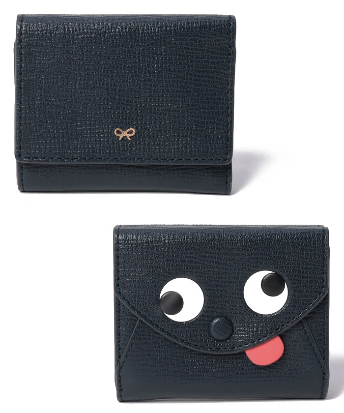 【ANYA HINDMARCH】アニヤハインドマーチ　ザニー ミニ 三つ折り ウォレット　レディース　やぎ革　H 7.8cm　W 9.4cm　D  3.5cm