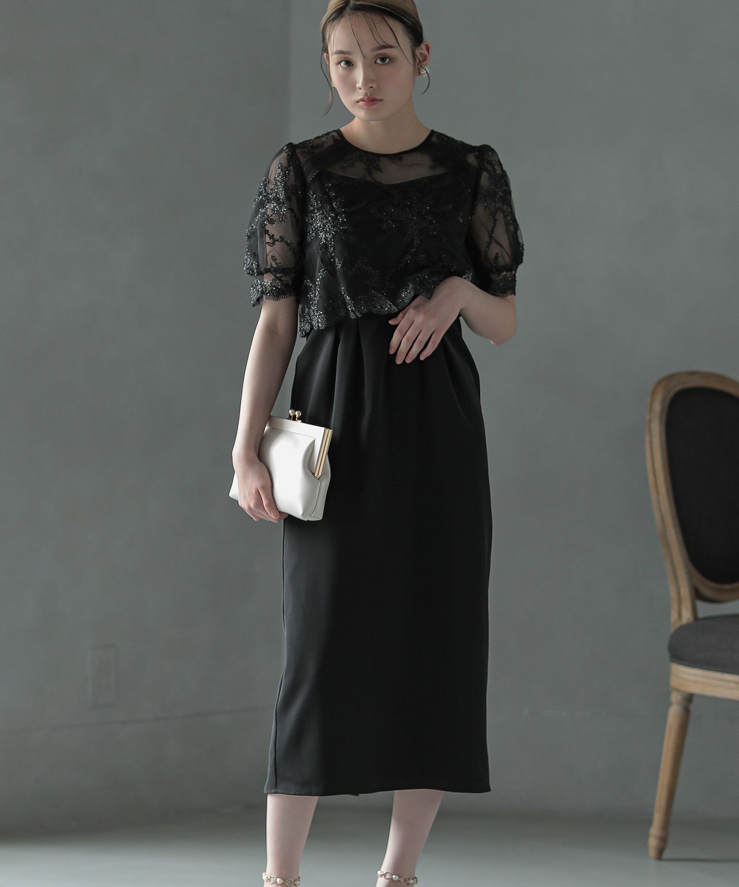 セール】birei ビレイ レースコンビタイトロングドレス 結婚式