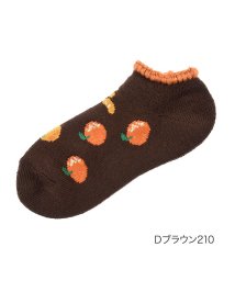 fukuske FUN/福助 公式 ルームソックス くるぶし下丈 レディース fukuske FUN WARMHOME みかん柄 内側パイル  2262－92L<br>婦人 女性 フク/505602201