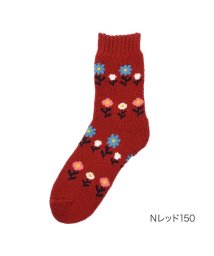 fukuske FUN/福助 公式 ルームソックス クルー丈 レディース fukuske FUN WARMHOME レトロフラワー柄 内側パイル  2262－94L<br>婦人 女性 /505602203