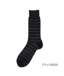 manzoku(満足)/福助 公式 靴下 クルー丈 メンズ 満足 防風 ボーダー柄 防風設計 つま先かかとあったか 73786<br>紳士 男性 フクスケ fukuske/ブラック