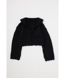 moussy(マウジー)/CROCHET CROPPED KNIT カーディガン/BLK