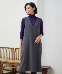 J.PRESS LADIES（LARGE SIZE）(J．プレス　レディス（大きいサイズ）)/【洗える】LANATEC シャークスキン&ヘリンボーン ジャンパースカート/グレー系