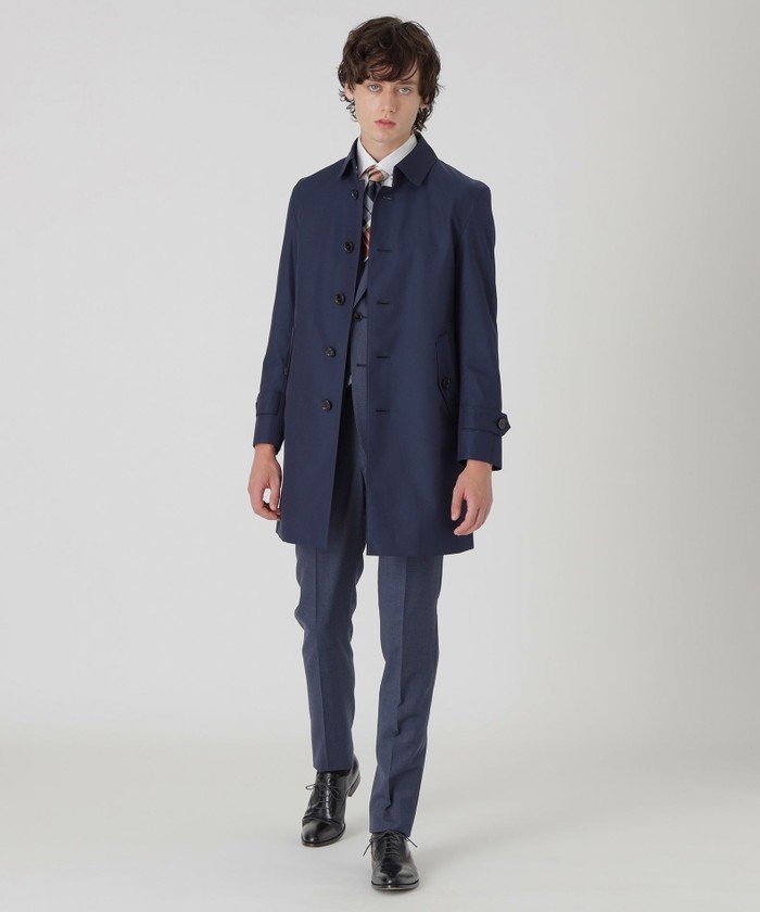 BLACK LABEL 満た クレストブリッジチェック ベルテッドステンカラーコート