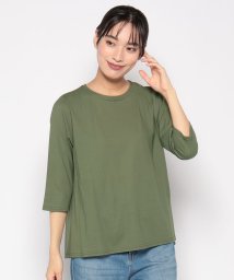 offprice.ec(offprice ec)/【FINE/ファイン】【firstbell】ウエストゆったり綿七分袖Tシャツ/カーキ