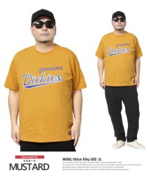 one colors(ワンカラーズ)/ジェニュイン ディッキーズ(GENUINE Dickies) 半袖 Tシャツ メンズ 大きいサイズ ロゴ カレッジ プリント クルーネック カットソー 半袖Tシ/マスタード