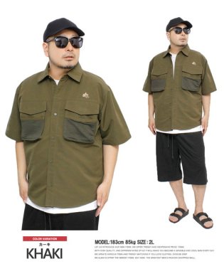 one colors/LOGOS PARK(ロゴス パーク) 半袖シャツ メンズ 大きいサイズ リップストップ 撥水加工 メッシュ ポケット付き アウトドア ワークシャツ 半袖 シャ/505570977
