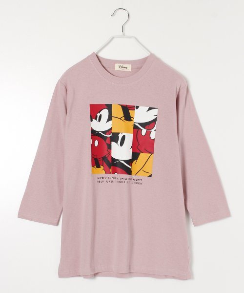 DISNEY(DISNEY)/【DISNEY/ディズニー】天竺7分袖 プリント Tシャツ/ピンク