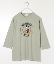 DISNEY(DISNEY)/【DISNEY/ディズニー】Mickey Mouse プリント7分袖Tシャツ/グリーン系