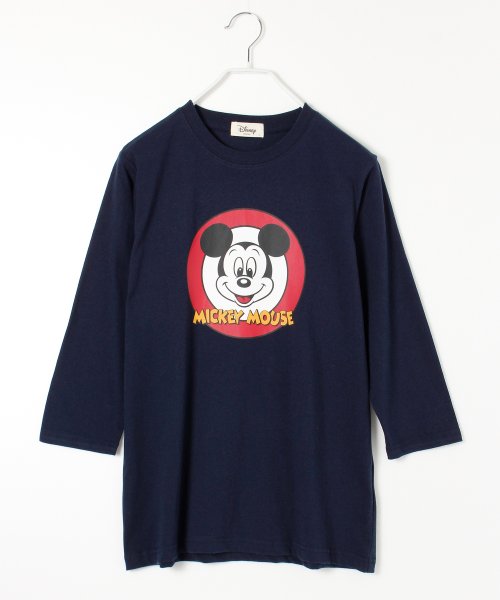 DISNEY(DISNEY)/【DISNEY/ディズニー】Mickey Mouse プリント7分袖Tシャツ/ネイビー