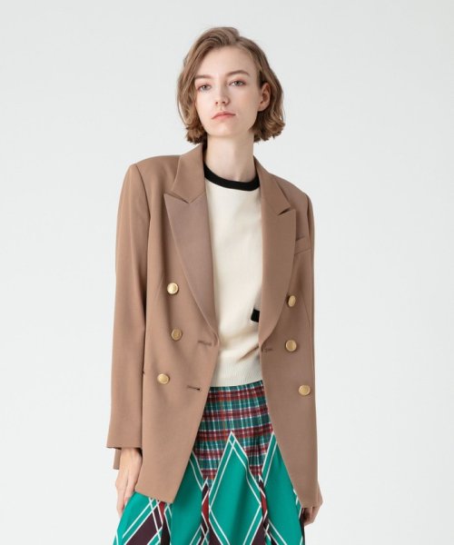 【LOULOU WILLOUGHBY】ギャバジンテーラードジャケット LOULOU WILLOUGHBY WILLOUGHBY店舗とオンラインショップ限定販売になります フィッティングモデル 詳細画像 172cm B82 W66 H92　着用サイズ：02