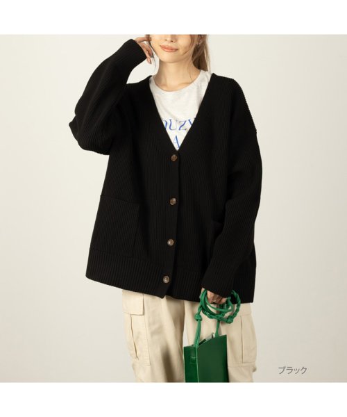 MAC HOUSE(women)(マックハウス（レディース）)/NAVY ネイビー ボタンカーディガン 374021MH/ブラック