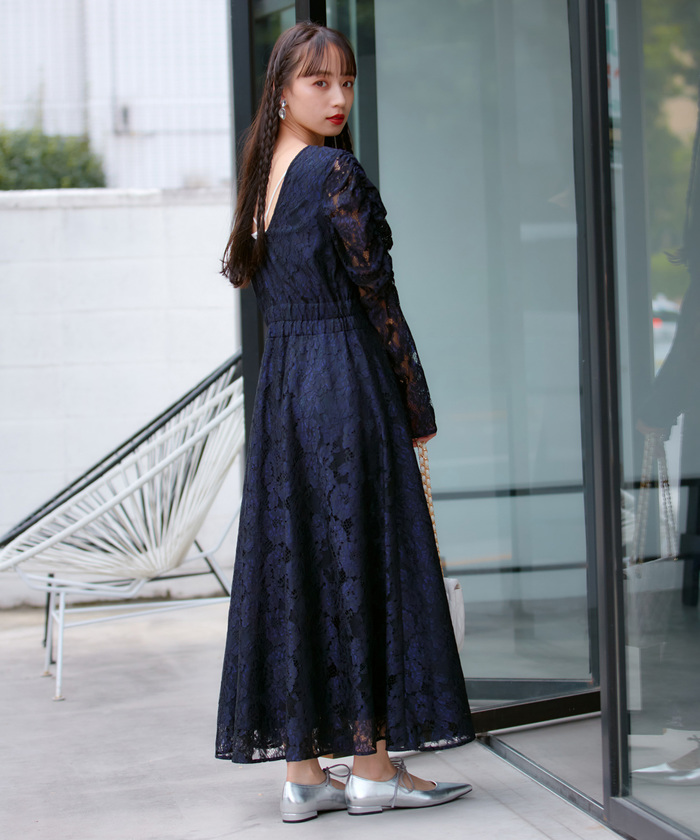 美人百花11月号掲載】【VIS DRESS】総レースバックオープンワンピース