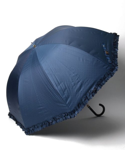 LANVIN en Bleu(umbrella)(ランバンオンブルー（傘）)/晴雨兼用日傘　ドビーフリル/ネイビーブルー