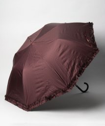 LANVIN en Bleu(umbrella)(ランバンオンブルー（傘）)/晴雨兼用折りたたみ日傘　ドビーフリル/ダークブラウン