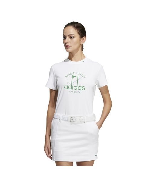 adidas(adidas)/PLAY GREEN グラフィック半袖モックネックシャツ/ホワイト