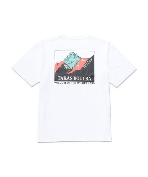 TARAS BOULBA(タラスブルバ)/コットンナイロンプリントポケットTシャツ マウンテン/ホワイト