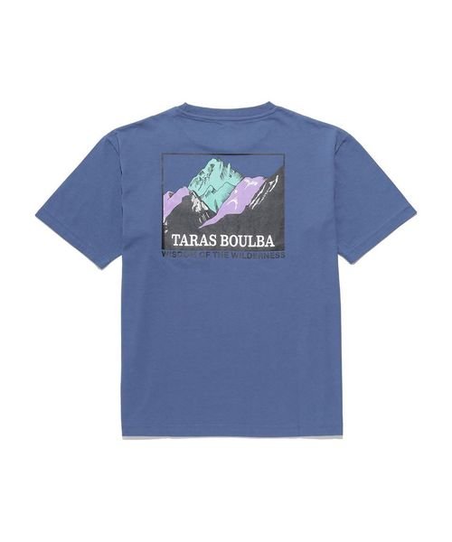 TARAS BOULBA(タラスブルバ)/コットンナイロンプリントポケットTシャツ マウンテン/ブルー
