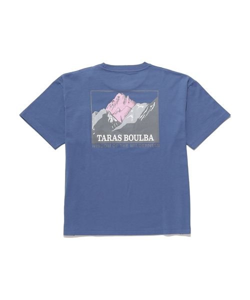 TARAS BOULBA(タラスブルバ)/レディースコットンナイロンプリントポケットTシャツ マウンテン/ブルー