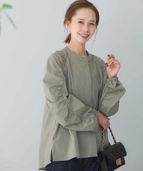 URBAN RESEARCH ROSSO(URBAN　RESEARCH　ROSSO)/TORRAZZO DONNA　ギャザースリーブブラウス/L.KHAKI