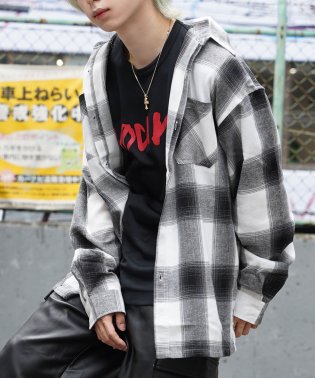 1111clothing/チェックシャツ メンズ オーバーシャツ レディース 長袖 オンブレ チェック シャツ トップス レギュラーカラー 羽織り ビッグシャツ 長袖シャツ 大きいサイズ/505623393