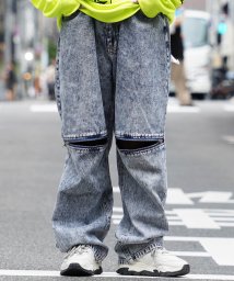 1111clothing/デニムパンツ メンズ ワイドパンツ ツイル レディース ワイドデニム デニム ジーンズ ジーパン パンツ  ケミカルウォッシュ 綿100% ツイルパンツ/505623395