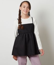 a.v.v(KID'S)(アー・ヴェ・ヴェキッズ)/[140－150]【セットアップ対応】フクレキャミドッキングカットソー/ブラック