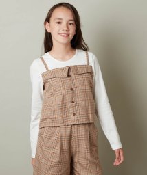 a.v.v(KID'S)(アー・ヴェ・ヴェキッズ)/[100－130]【セットアップ対応】チェック柄キャミドッキングトップス/ベージュ