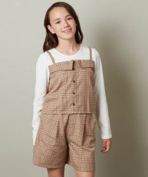 a.v.v(KID'S)(アー・ヴェ・ヴェキッズ)/[140－150]【セットアップ対応】チェック柄キャミドッキングトップス/ベージュ