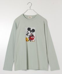 DISNEY(DISNEY)/【DISNEY/ディズニー】Mickey Mouse 天竺 プリント/刺繍 長袖Tシャツ/ミント
