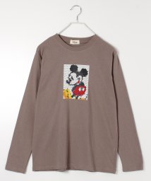 DISNEY(DISNEY)/【DISNEY/ディズニー】Mickey Mouse 天竺 プリント/刺繍 長袖Tシャツ/グレイッシュベージュ