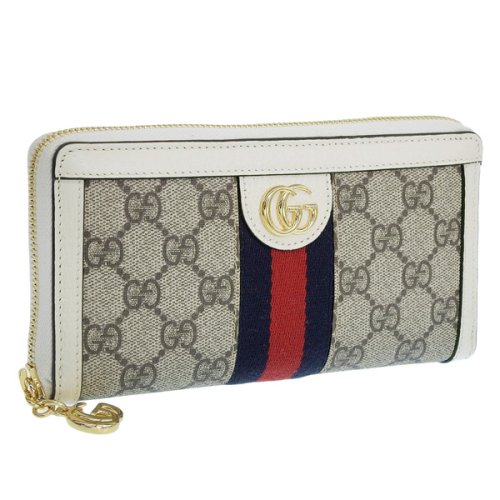 GUCCI(グッチ)/GUCCI グッチ OPHIDIA オフィディア GG ジップアラウンド 長財布/ホワイト