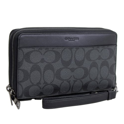 COACH(コーチ)/COACH コーチ DOUBLE ZIP TRAVEL ORGANIZER ダブルジップ トラベル オーガナイザー シグネチャー ポーチ 小物入れ/ブラック