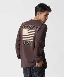 AVIREX(AVIREX)/《WEB&DEPOT限定》AMERICAN FLAGS L/S T－SHIRT / アメリカン フラッグス 長袖 Tシャツ / AVIREX/ダークブラウン3